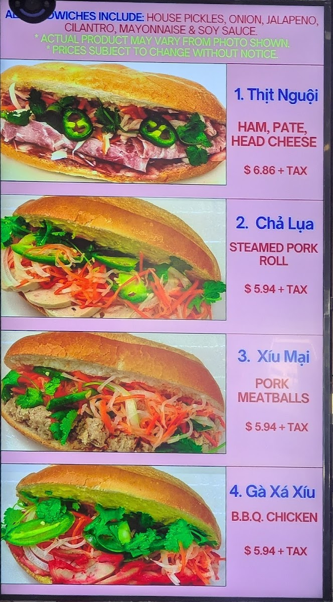 Huong Lan Sandwiches Menu - Image 2