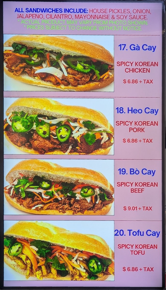 Huong Lan Sandwiches Menu - Image 3
