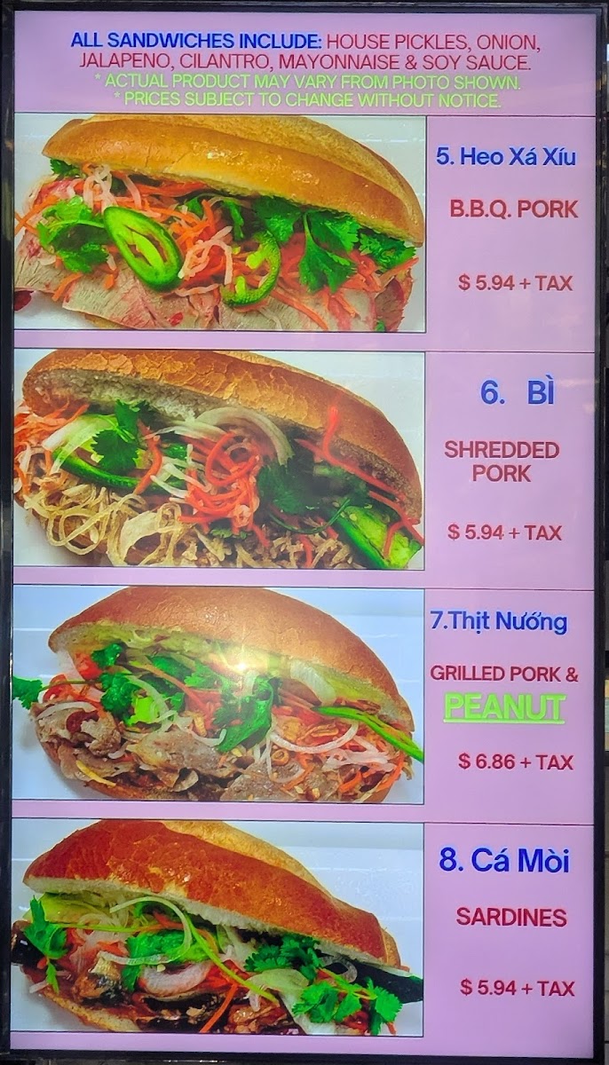 Huong Lan Sandwiches Menu - Image 4