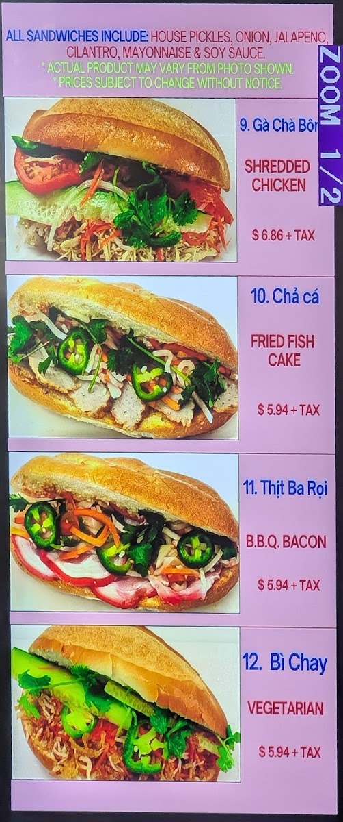 Huong Lan Sandwiches Menu - Image 6